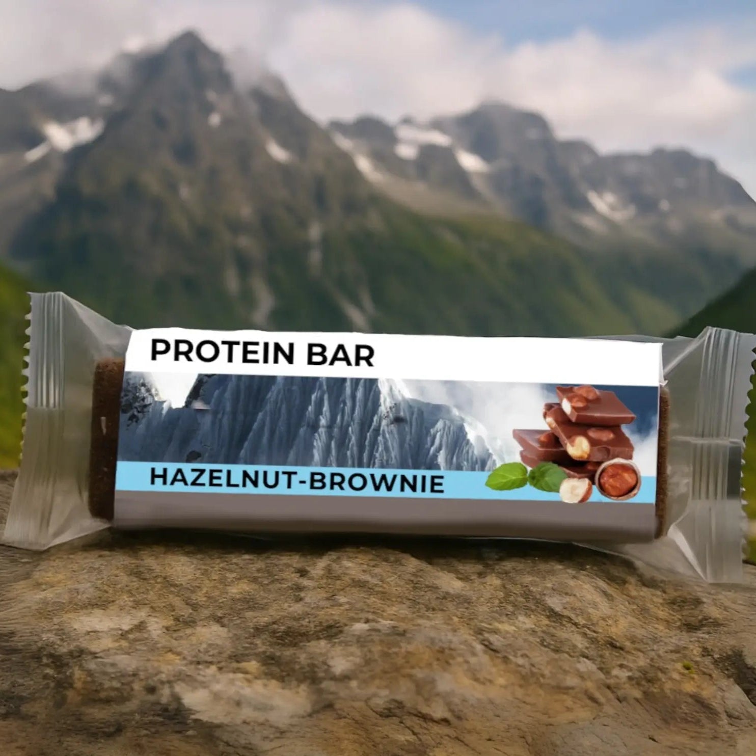 Protein Bar with mountain in background